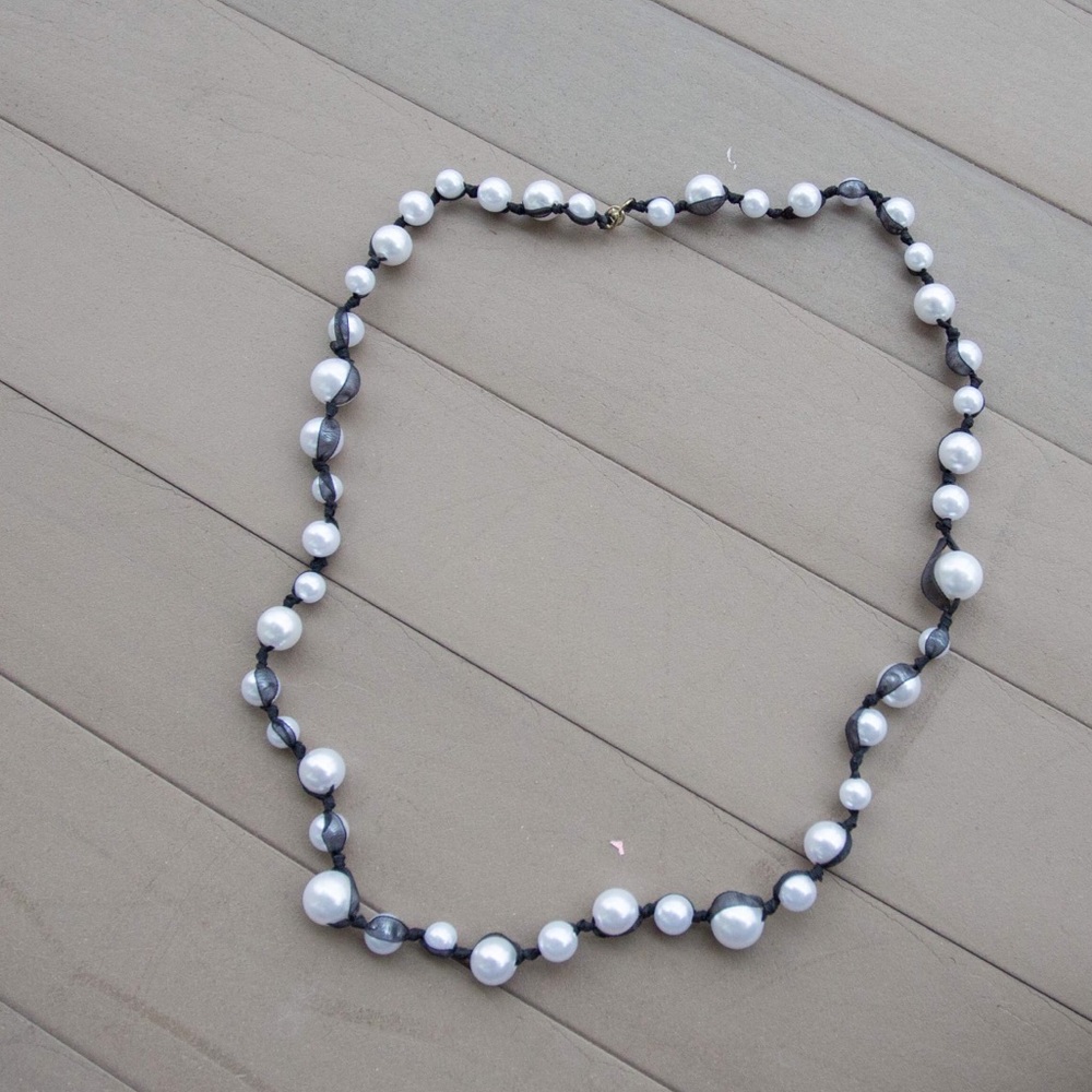 Faux pearl necklace with lobster claw clasp